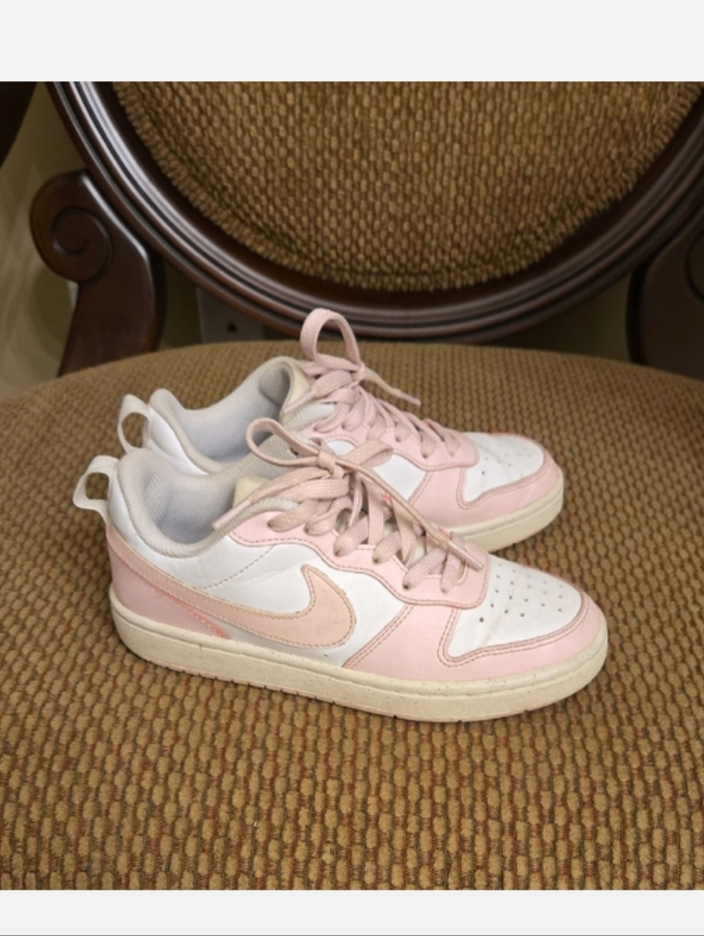 Nike Pink and White Sneakers Size 5